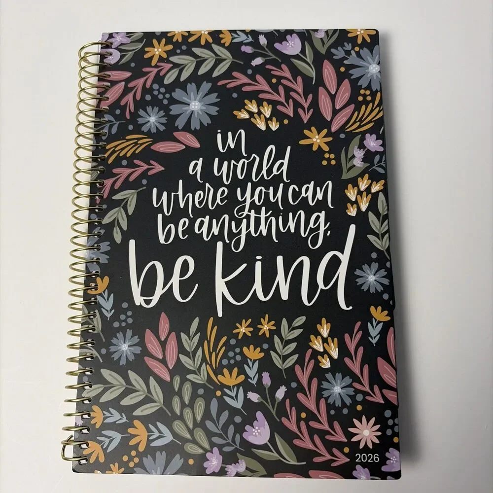 2026 Weekly Monthly Calendar 5.5x8.25” w/ Stickers, Be Kind